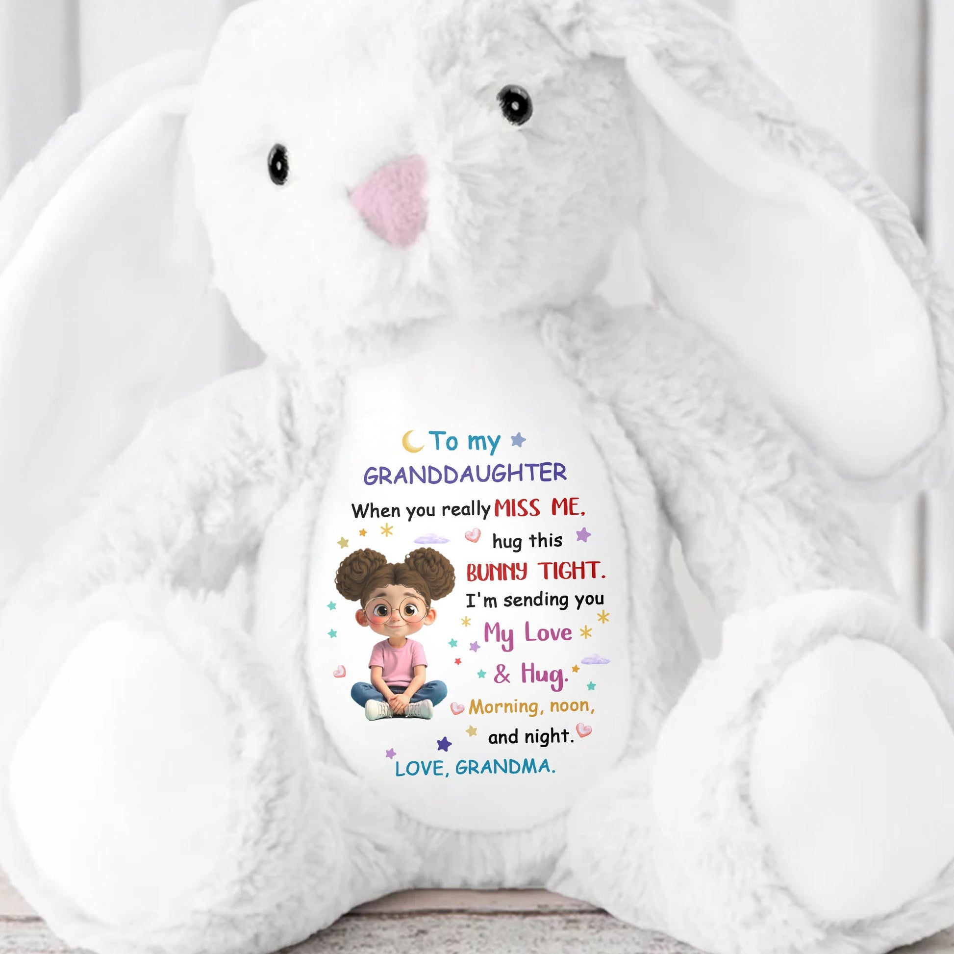 To My Granddaughter, Hug This Bunny Tight - Personalized Stuffed Bunny - GDT572_BUN