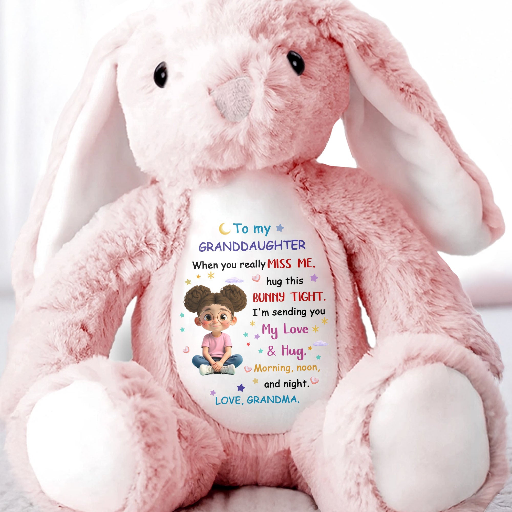To My Granddaughter, Hug This Bunny Tight - Personalized Stuffed Bunny - GDT572_BUN