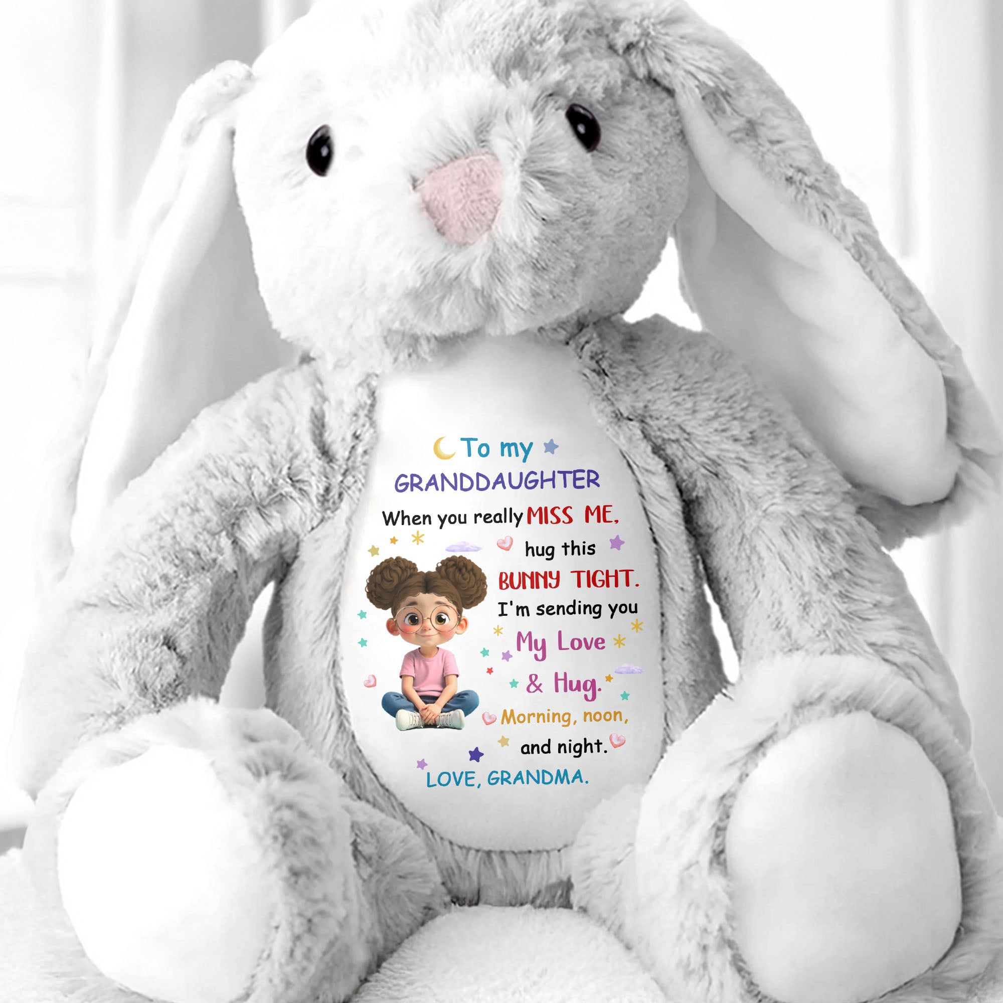 To My Granddaughter, Hug This Bunny Tight - Personalized Stuffed Bunny - GDT572_BUN