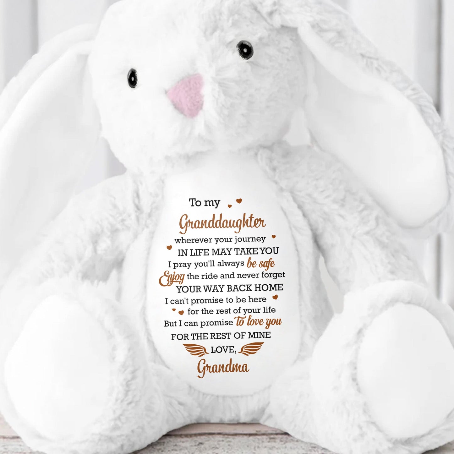 To My Granddaughter Love Promise Stuffed Bunny - Personalized Stuffed Bunny - GDT574_BUN