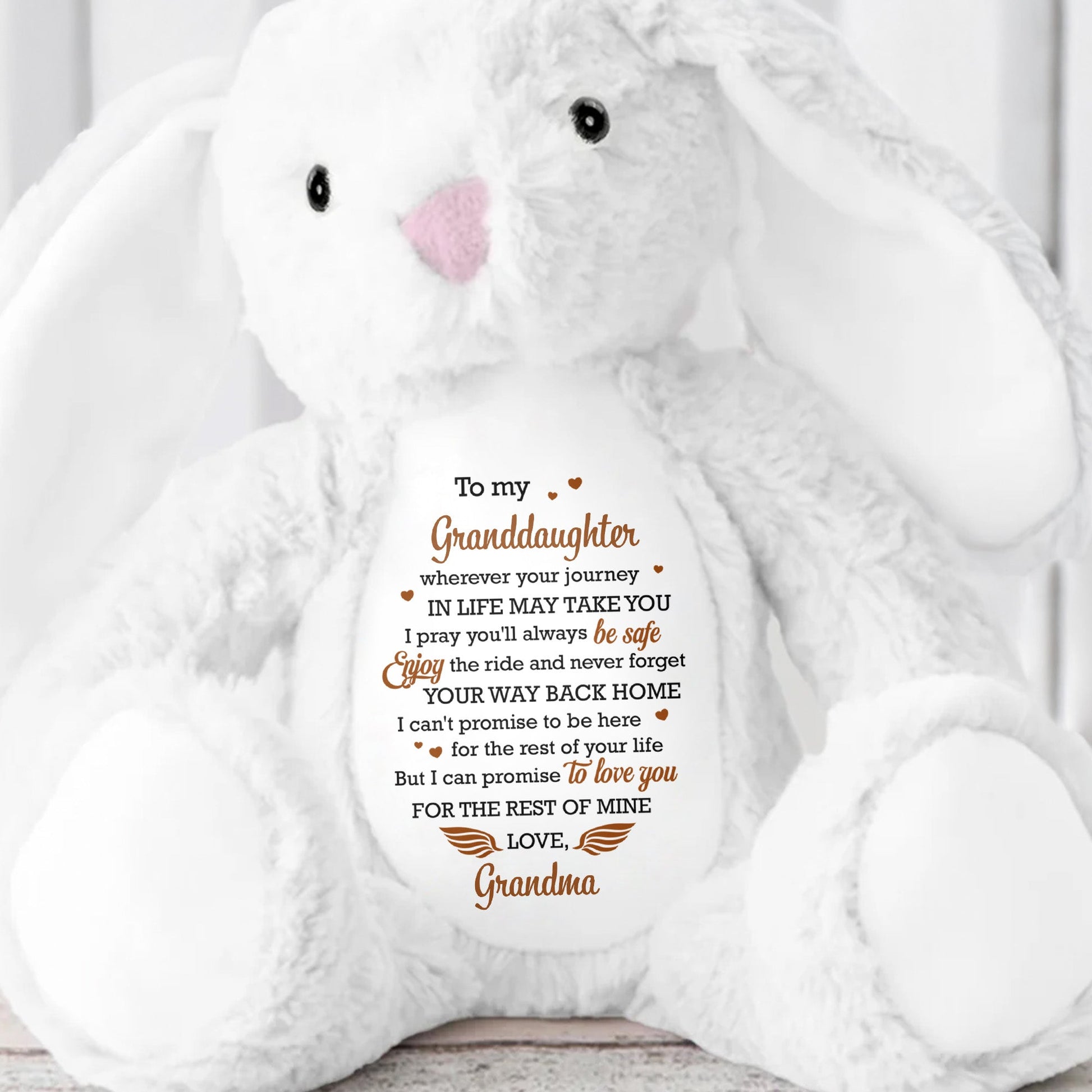 To My Granddaughter Love Promise Stuffed Bunny - Personalized Stuffed Bunny - GDT574_BUN