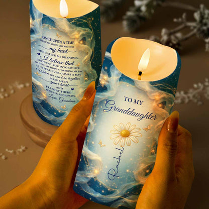 To My Granddaughter, Flower And Butterfly - Personalized Custom LED Candle - GDT575_LECA