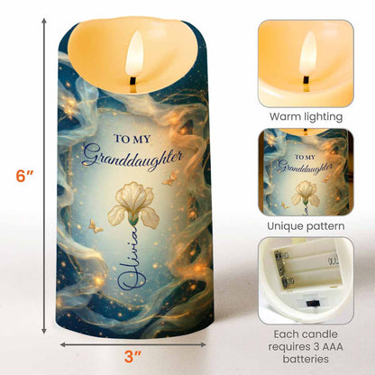 To My Granddaughter, Flower And Butterfly - Personalized Custom LED Candle - GDT575_LECA