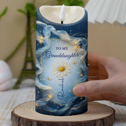 To My Granddaughter, Flower And Butterfly - Personalized Custom LED Candle - GDT575_LECA