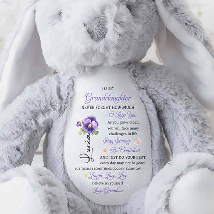 To My Granddaughter, Never Forget, Love, Believe - Personalized Stuffed Bunny - GDT591_BUN