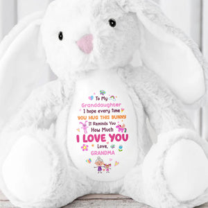 To My Granddaughter, I Love You Bunny With Heart And Flowers - Personalized Stuffed Bunny - GDT592_BUN