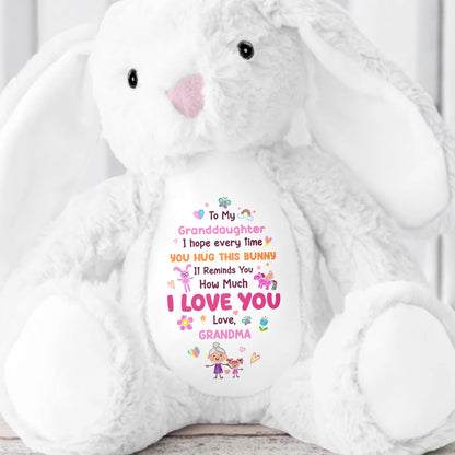 To My Granddaughter, I Love You Bunny With Heart And Flowers - Personalized Stuffed Bunny - GDT592_BUN