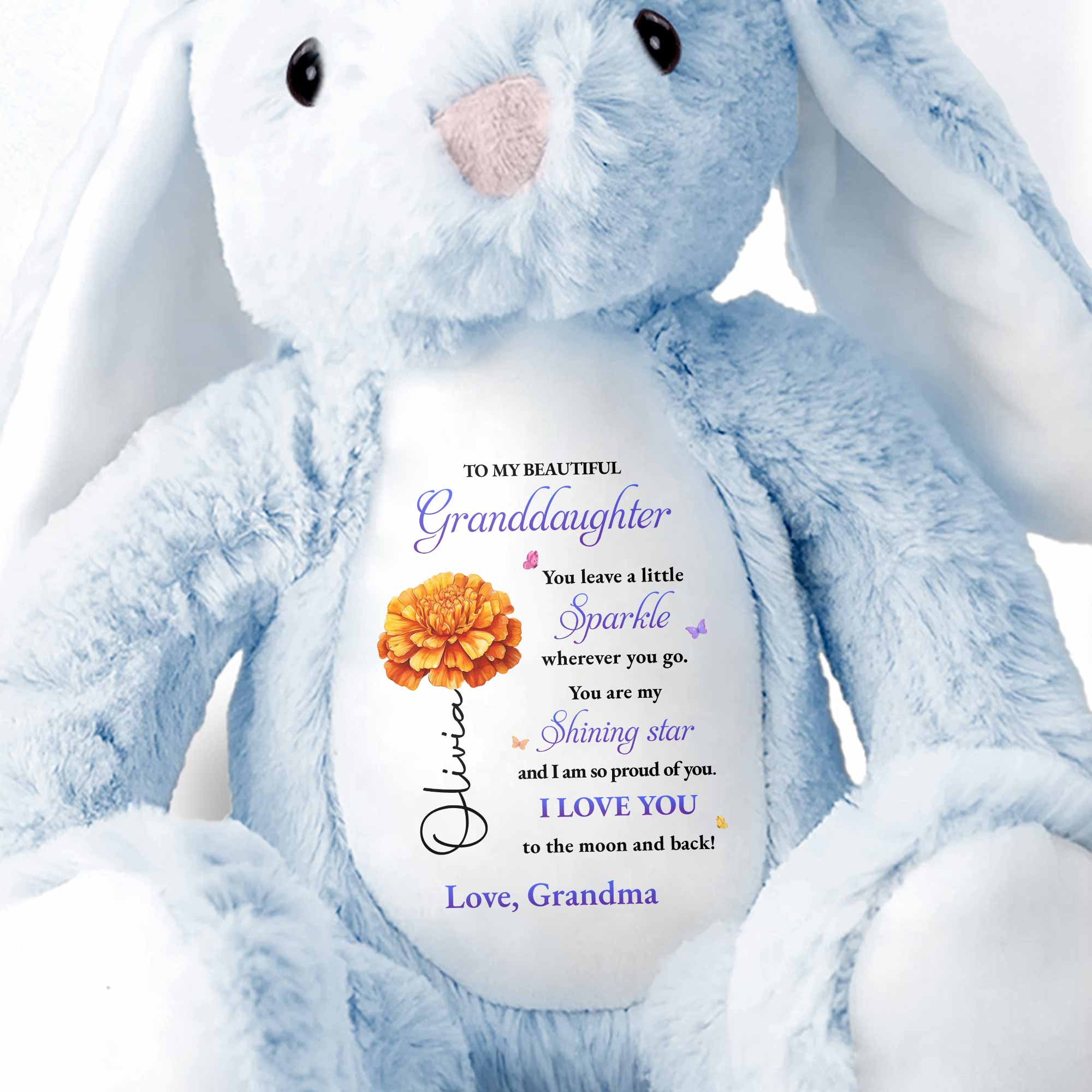 Leave A Little Sparkle Wherever You Go, Flowers Design - Personalized Stuffed Bunny - GDT594_BUN