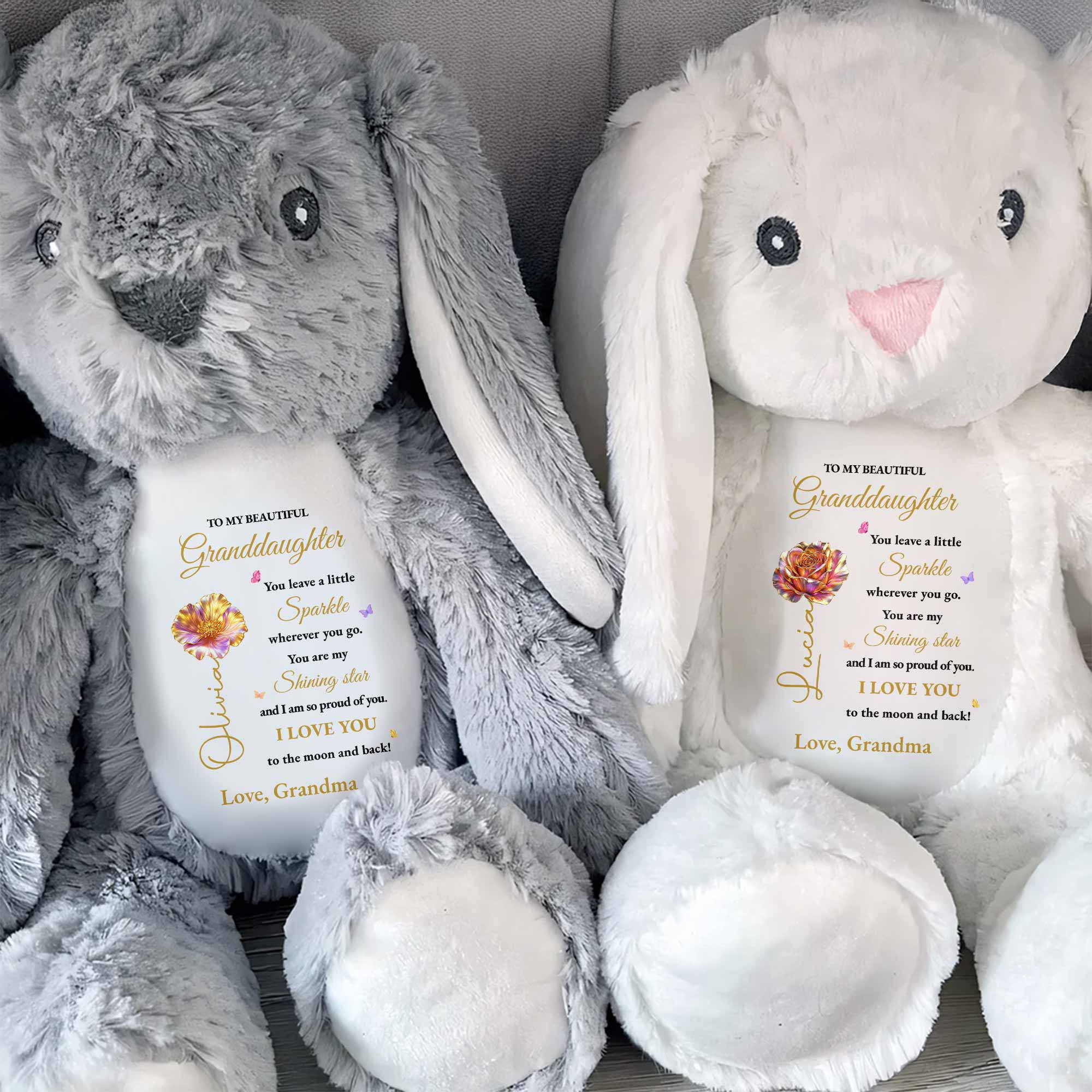Leave A Little Sparkle Wherever You Go, Shining Star - Personalized Stuffed Bunny - GDT595_BUN