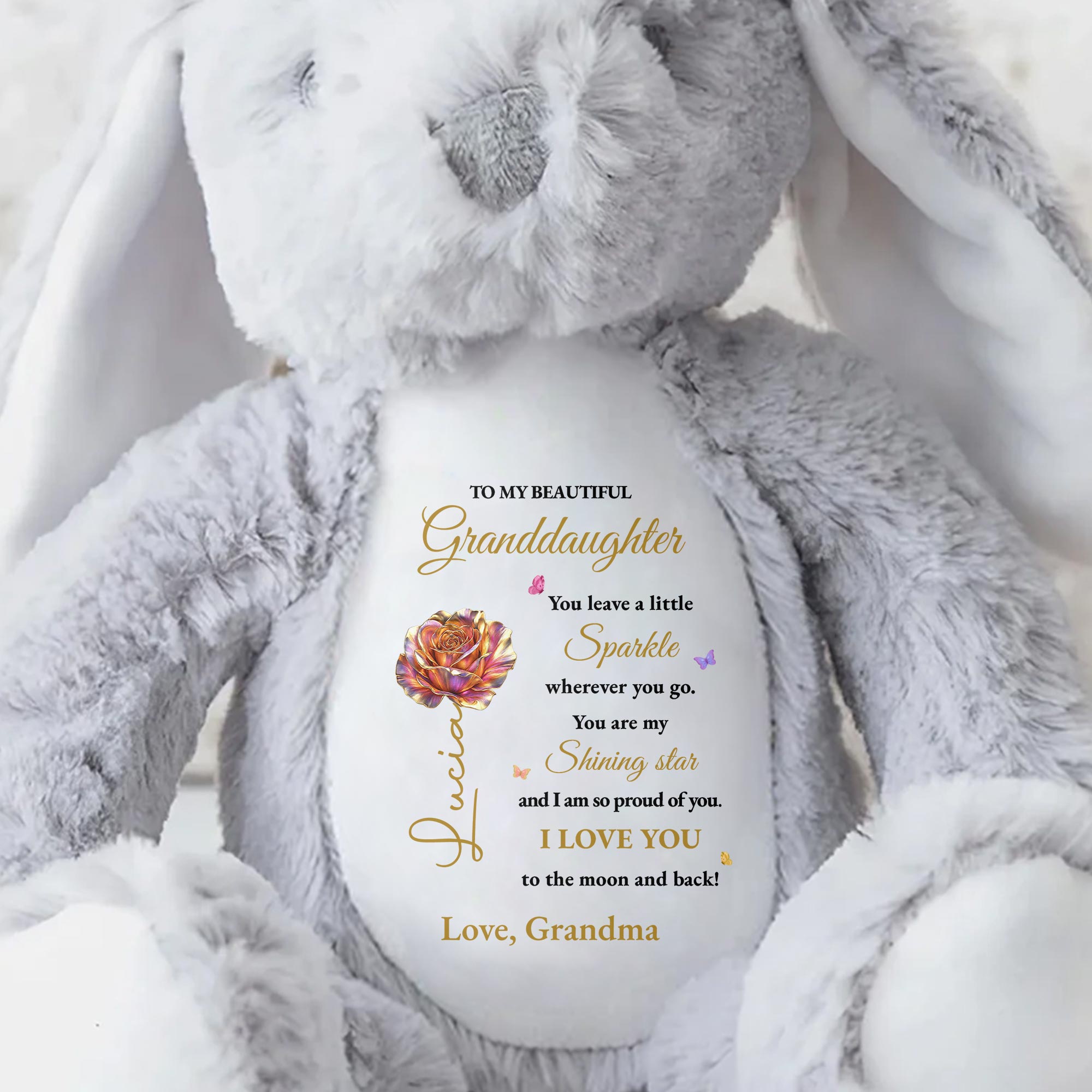Leave A Little Sparkle Wherever You Go, Shining Star - Personalized Stuffed Bunny - GDT595_BUN