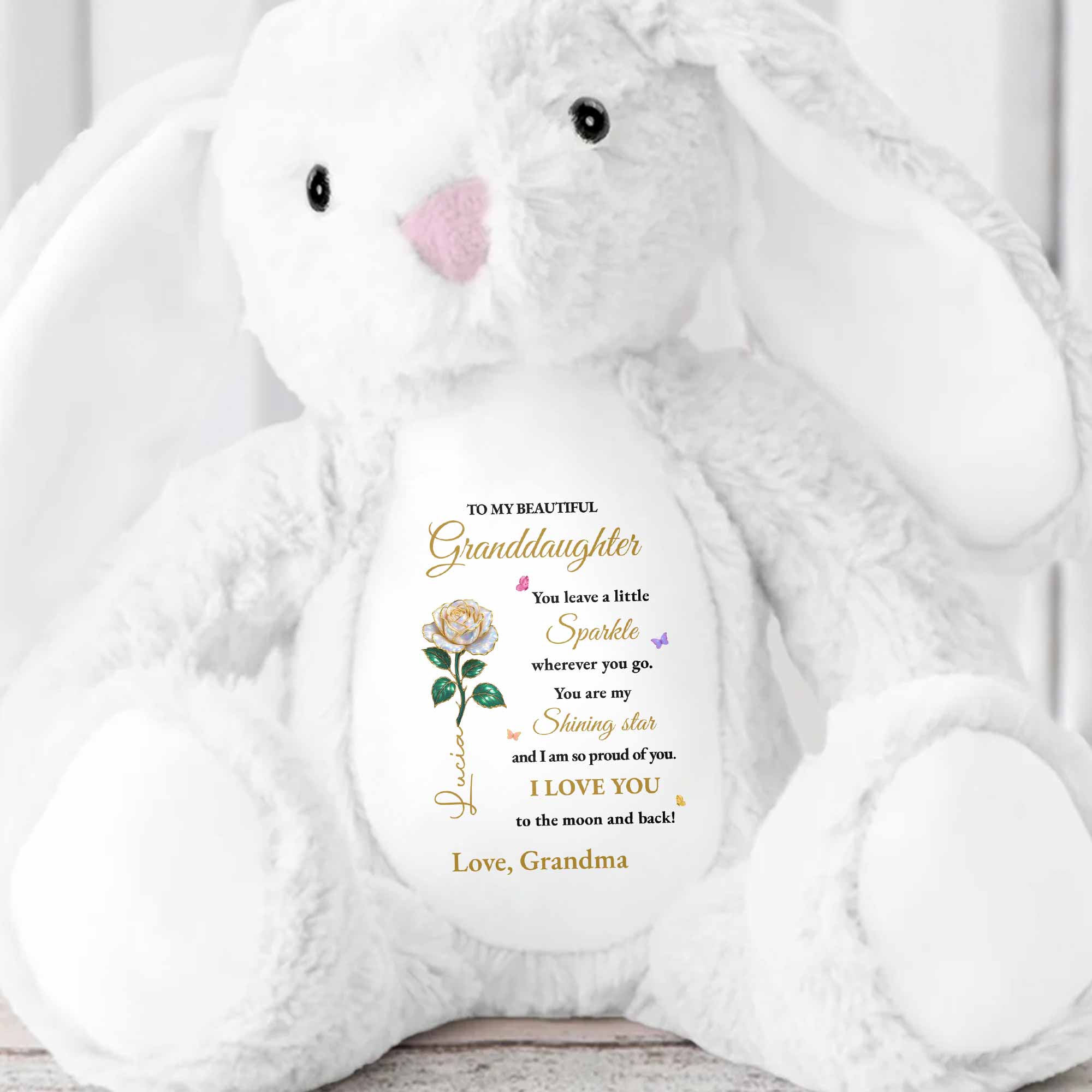 Leave A Little Sparkle Wherever You Go, Star And Flowers - Personalized Stuffed Bunny - GDT596_BUN