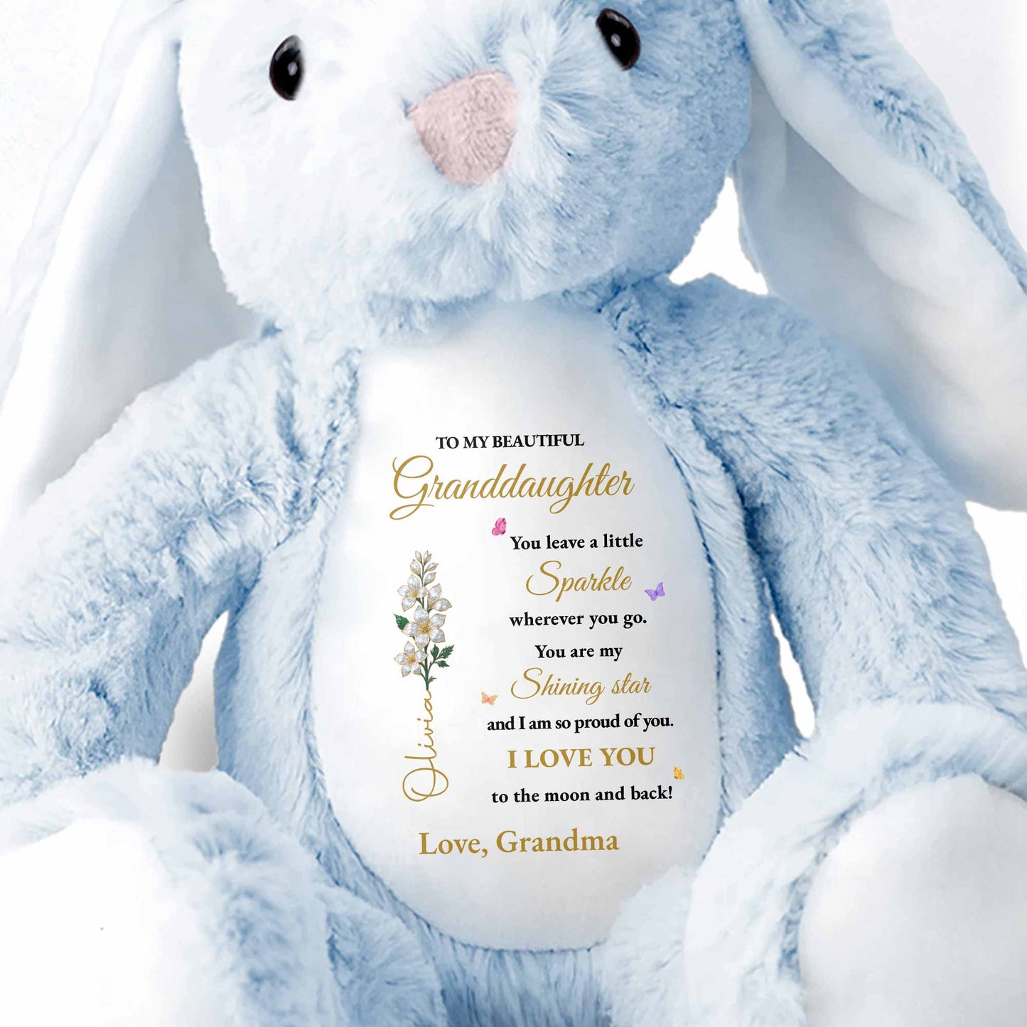 Leave A Little Sparkle Wherever You Go, Star And Flowers - Personalized Stuffed Bunny - GDT596_BUN