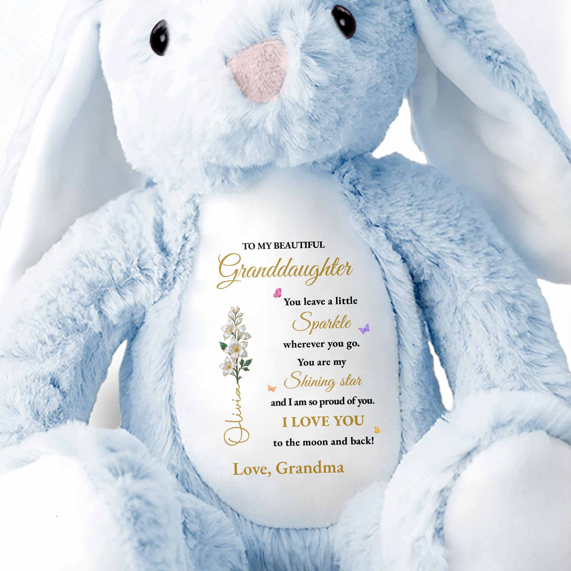Leave A Little Sparkle Wherever You Go, Star And Flowers - Personalized Stuffed Bunny - GDT596_BUN
