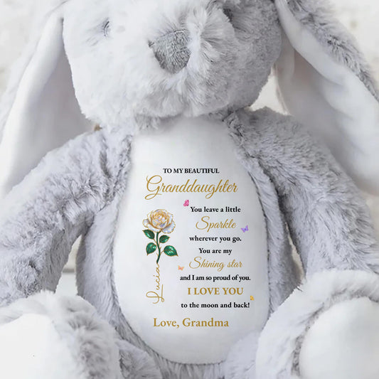 Leave A Little Sparkle Wherever You Go, Star And Flowers - Personalized Stuffed Bunny - GDT596_BUN