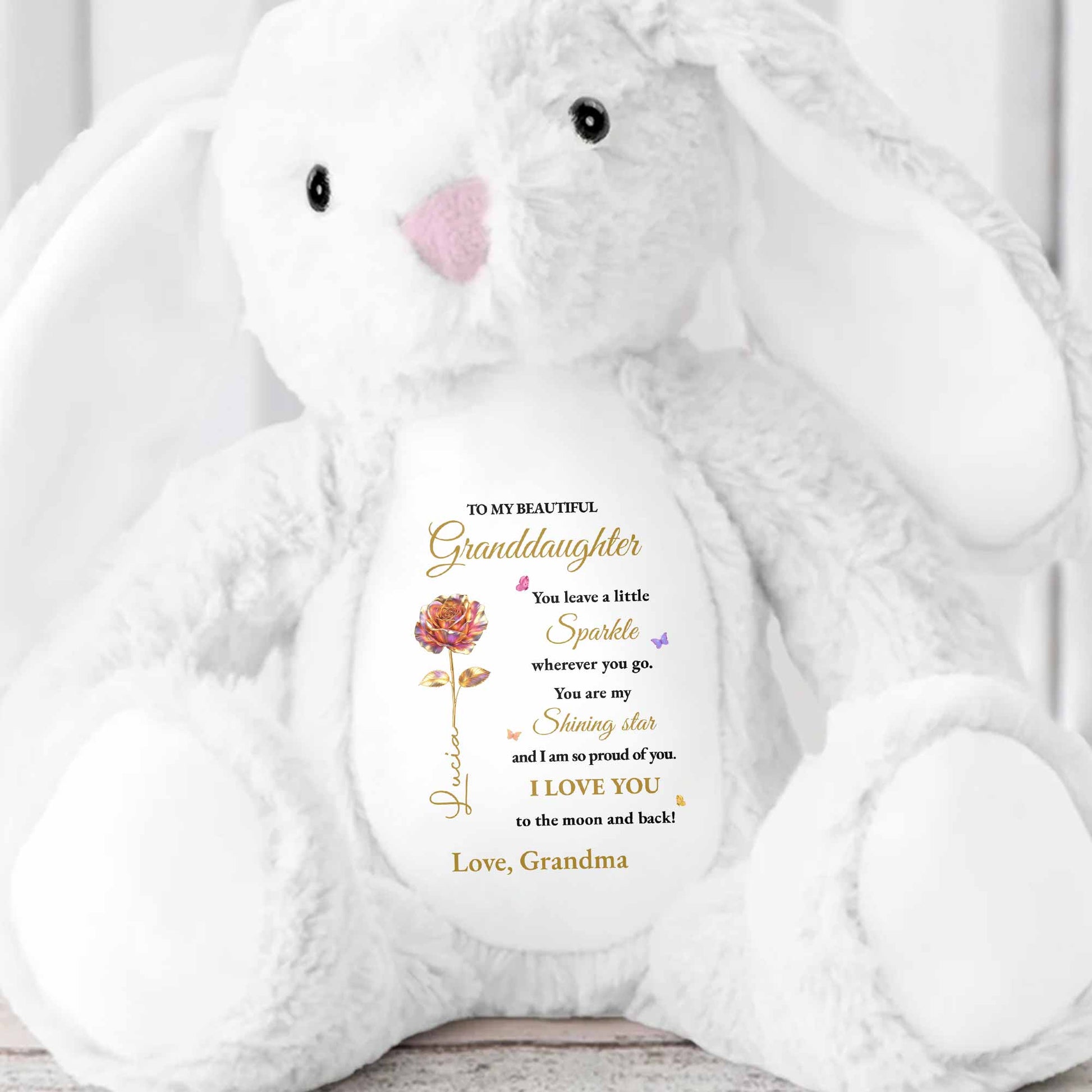 You Leave A Little Sparkle, Shining Star, Beautiful Flower - Personalized Stuffed Bunny - GDT597_BUN