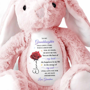 To My Granddaughter, Once Upon A Time With Flowers - Personalized Stuffed Bunny - GDT599_BUN