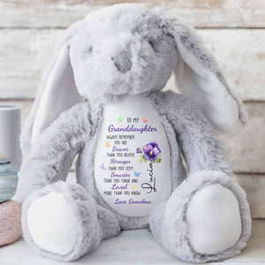 To My Granddaughter, Always Remember, Flowers - Personalized Stuffed Bunny - GDT600_BUN