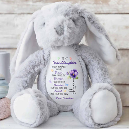 To My Granddaughter, Always Remember, Flowers - Personalized Stuffed Bunny - GDT600_BUN