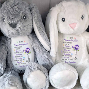 To My Granddaughter, Always Remember, Flowers - Personalized Stuffed Bunny - GDT600_BUN
