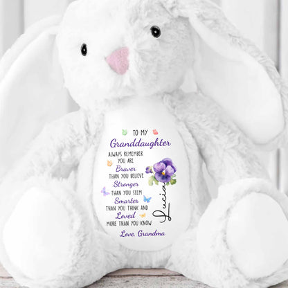 To My Granddaughter, Always Remember, Flowers - Personalized Stuffed Bunny - GDT600_BUN