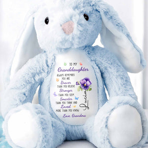To My Granddaughter, Always Remember, Flowers - Personalized Stuffed Bunny - GDT600_BUN