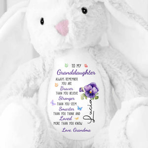 To My Granddaughter, Always Remember, Flowers - Personalized Stuffed Bunny - GDT600_BUN