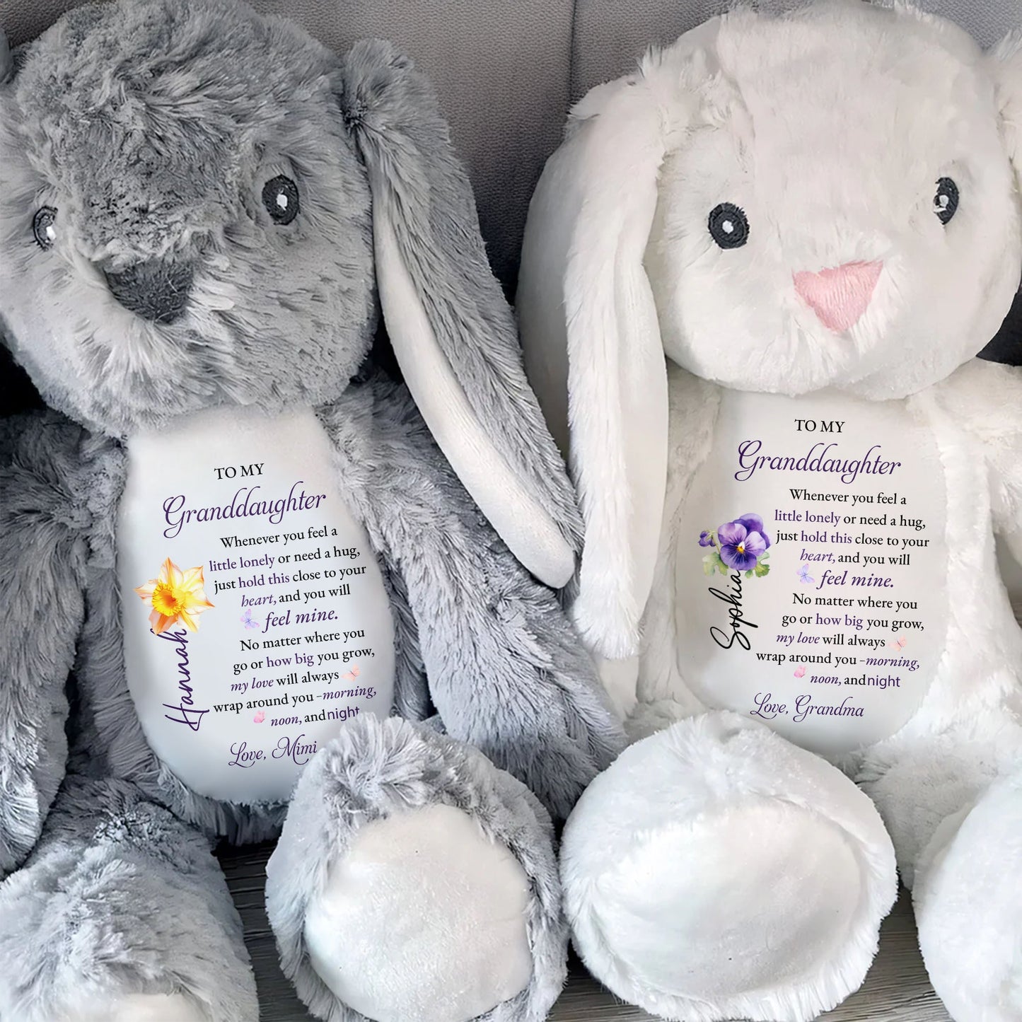 To My Granddaughter, Love Wrapped In A Stuffed Bunny - Personalized Stuffed Bunny - GDT601_BUN