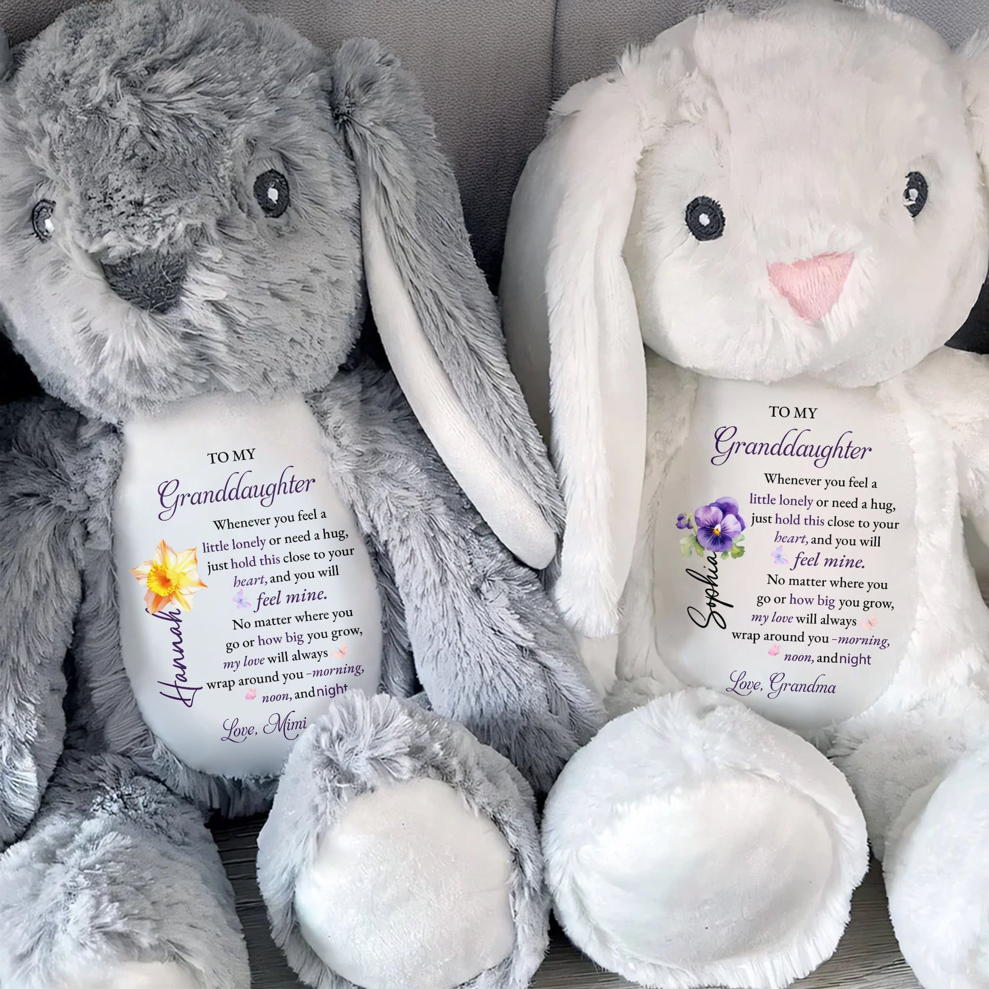 To My Granddaughter, Love Wrapped In A Stuffed Bunny - Personalized Stuffed Bunny - GDT601_BUN