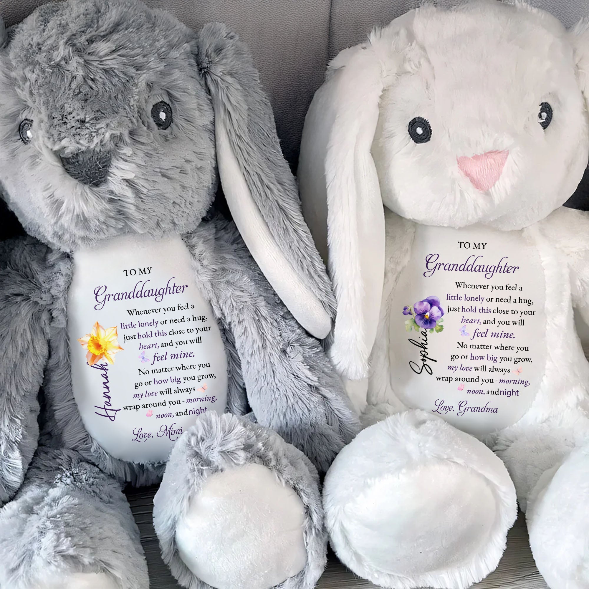 To My Granddaughter, Love Wrapped In A Stuffed Bunny - Personalized Stuffed Bunny - GDT601_BUN
