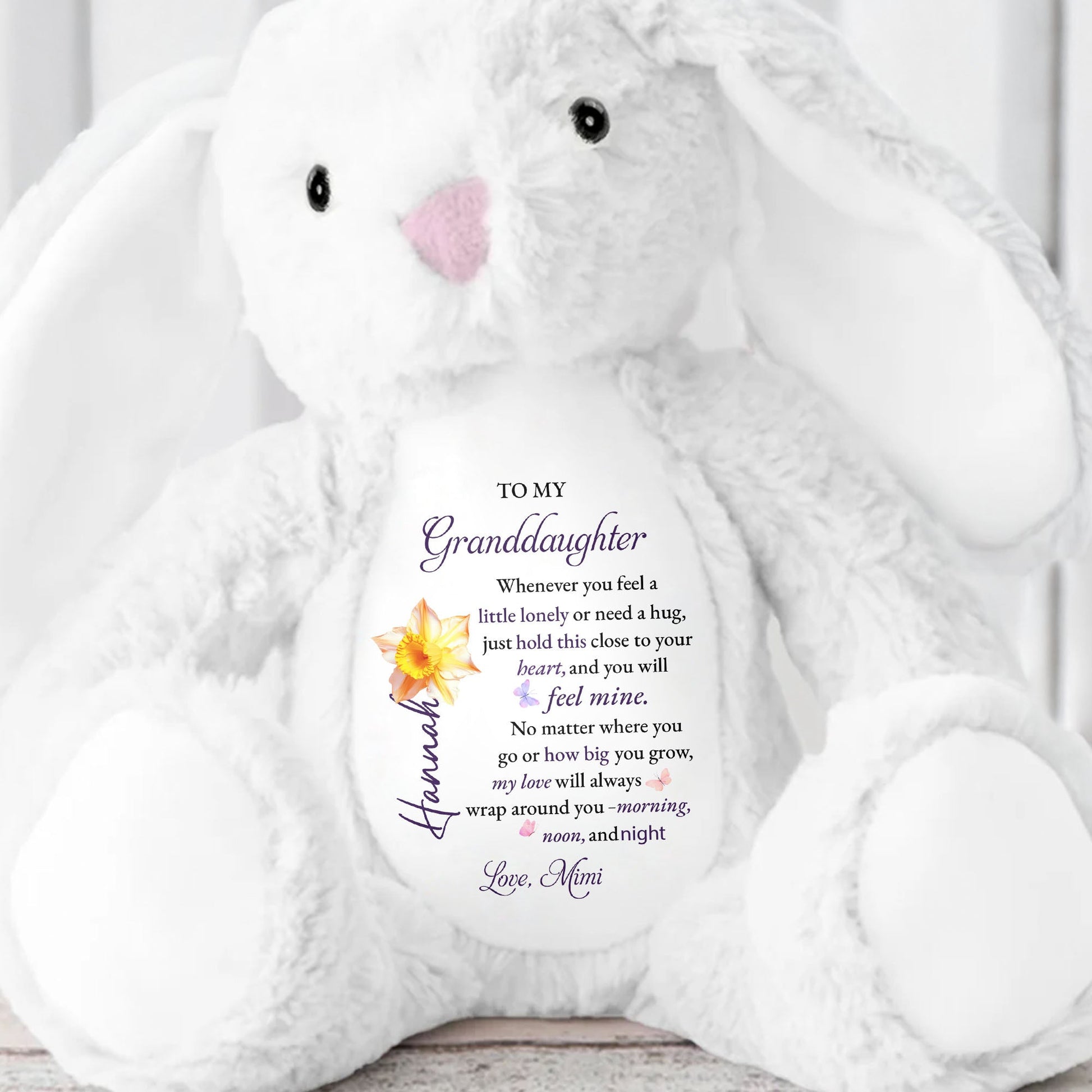 To My Granddaughter, Love Wrapped In A Stuffed Bunny - Personalized Stuffed Bunny - GDT601_BUN