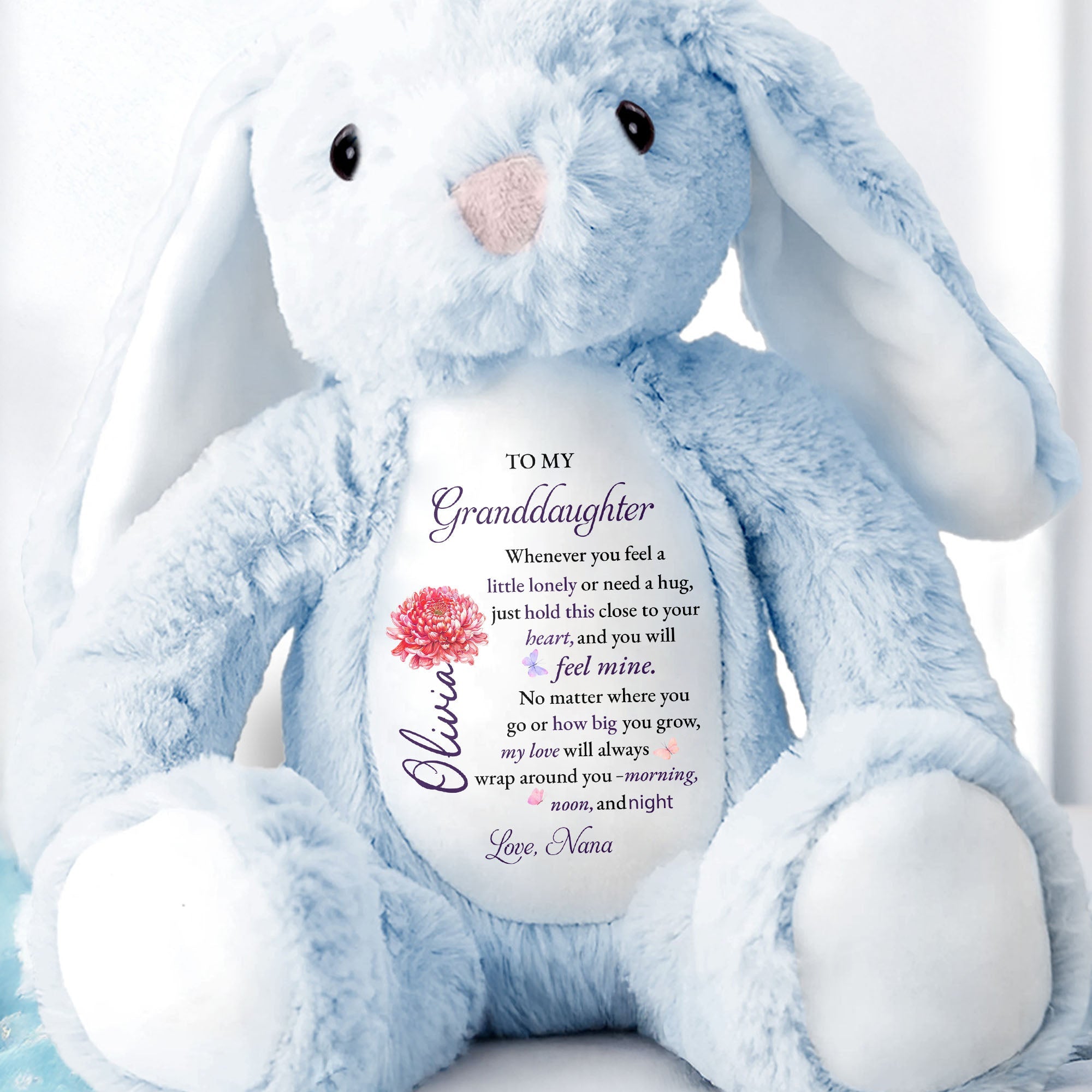 To My Granddaughter, Love Wrapped In A Stuffed Bunny - Personalized Stuffed Bunny - GDT601_BUN