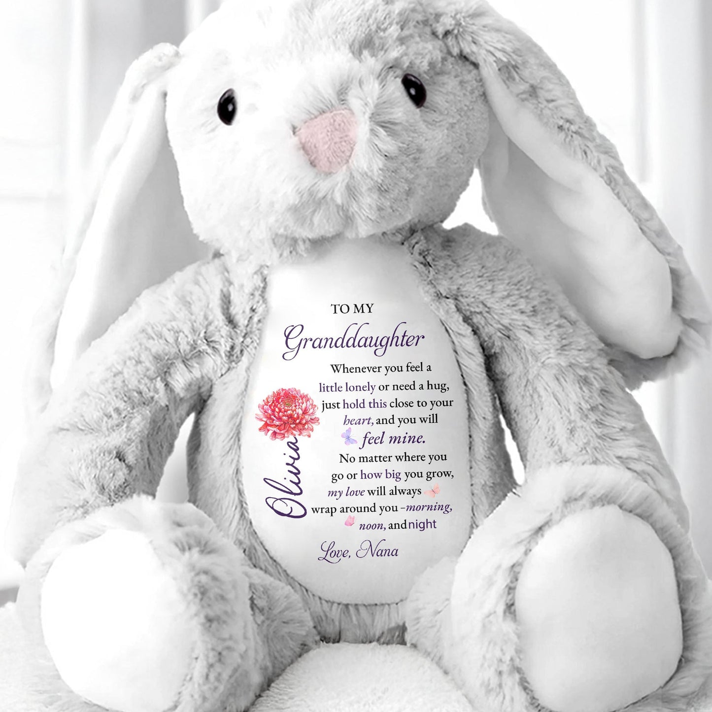 To My Granddaughter, Love Wrapped In A Stuffed Bunny - Personalized Stuffed Bunny - GDT601_BUN