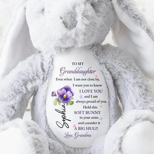To My Granddaughter, Soft Bunny in Your Arms - Personalized Stuffed Bunny - GDT602_BUN