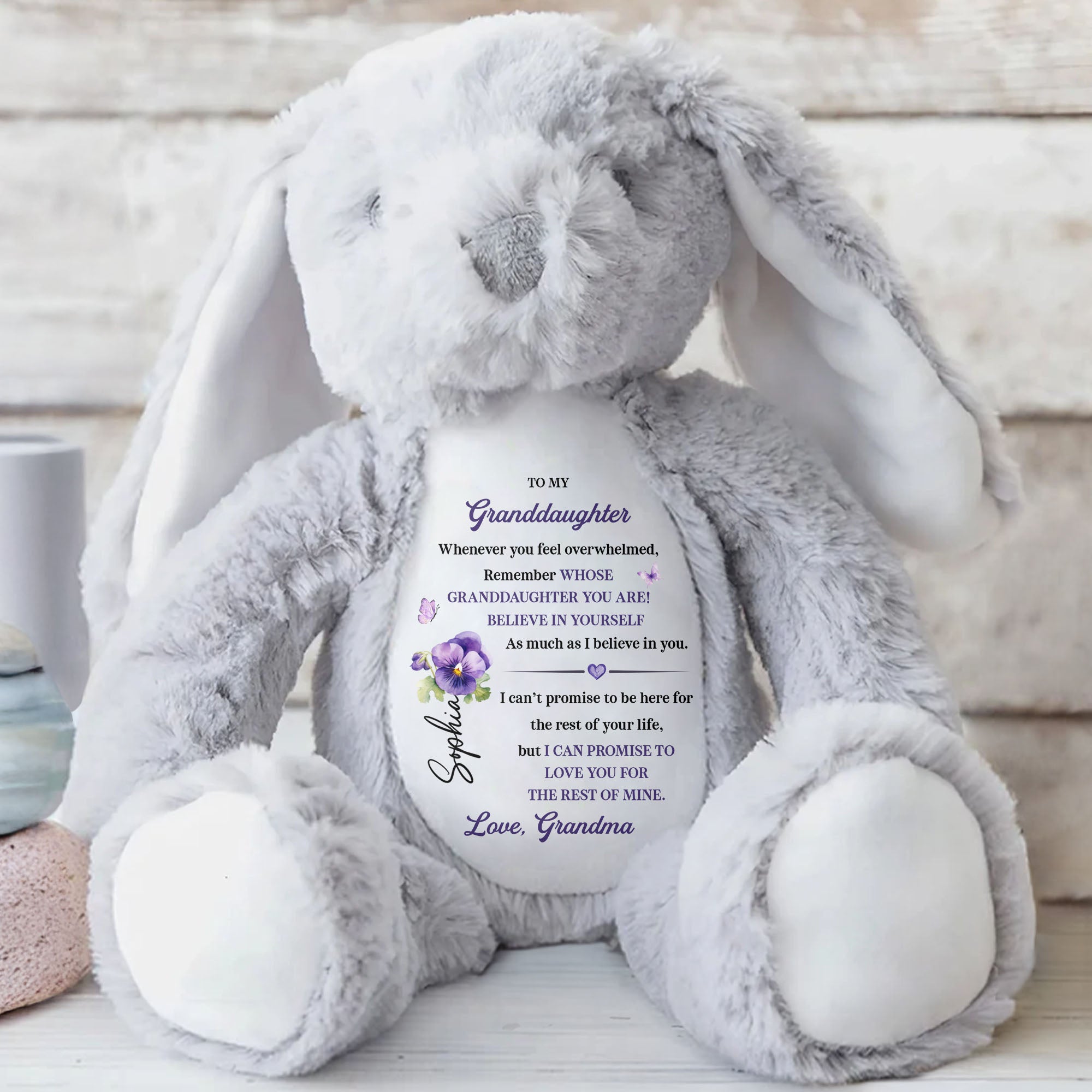To My Granddaughter, Remember Whose You Are, Believe In Yourself - Personalized Stuffed Bunny - GDT604_BUN