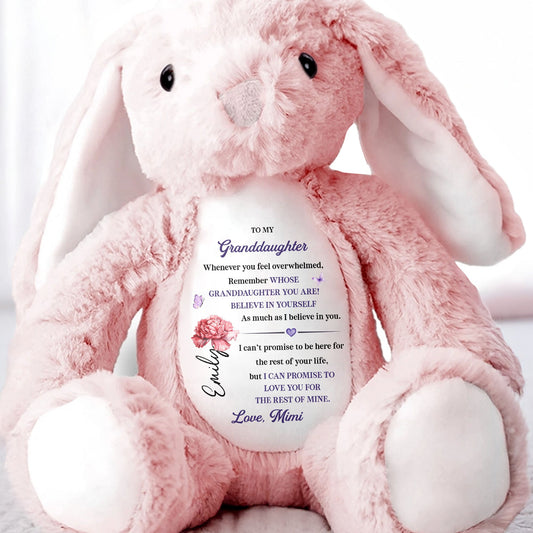 To My Granddaughter, Remember Whose You Are, Believe In Yourself - Personalized Stuffed Bunny - GDT604_BUN