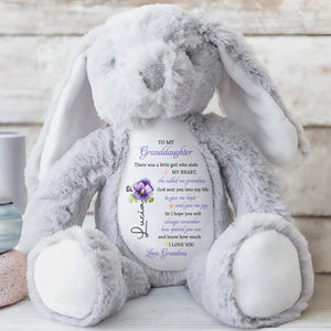 To My Granddaughter, Plush Bunny With Purple Flowers - Personalized Stuffed Bunny - GDT606_BUN