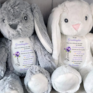 To My Granddaughter, Plush Bunny With Purple Flowers - Personalized Stuffed Bunny - GDT606_BUN