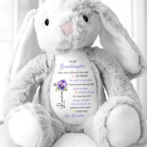 To My Granddaughter, Plush Bunny With Purple Flowers - Personalized Stuffed Bunny - GDT606_BUN