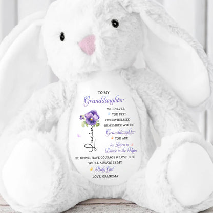 To My Granddaughter, Remember Whose You Are, Flowers - Personalized Stuffed Bunny - GDT608_BUN