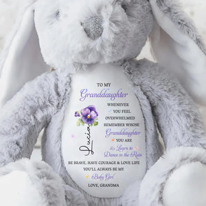 To My Granddaughter, Remember Whose You Are, Flowers - Personalized Stuffed Bunny - GDT608_BUN