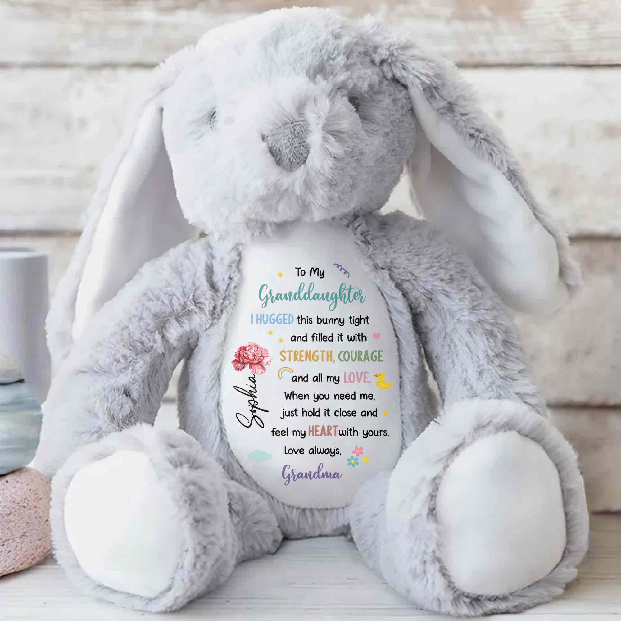 To My Granddaughter, Hugged Bunny With Love - Personalized Stuffed Bunny - GDT609_BUN