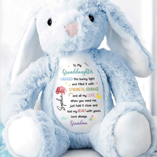 To My Granddaughter, Hugged Bunny With Love - Personalized Stuffed Bunny - GDT609_BUN