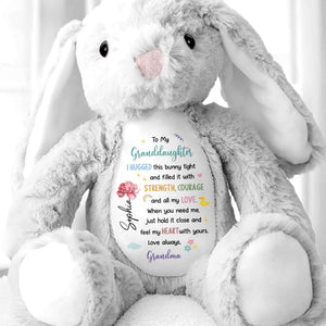 To My Granddaughter, Hugged Bunny With Love - Personalized Stuffed Bunny - GDT609_BUN