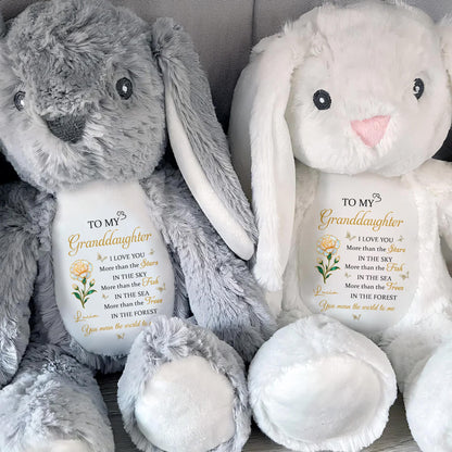 To My Granddaughter, Love Stars, Fish, and Trees - Personalized Stuffed Bunny - GDT612_BUN