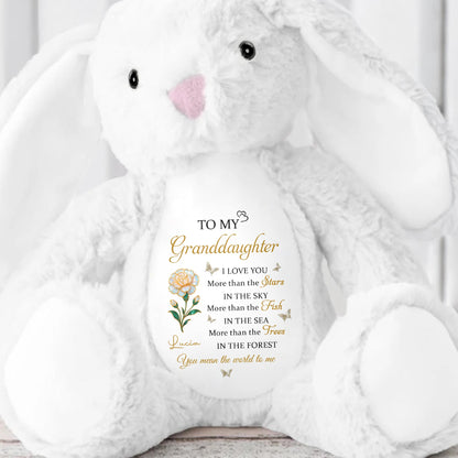 To My Granddaughter, Love Stars, Fish, and Trees - Personalized Stuffed Bunny - GDT612_BUN