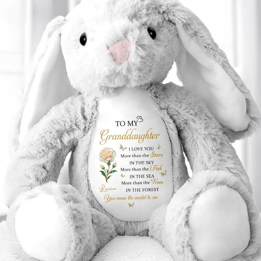 To My Granddaughter, Love Stars, Fish, and Trees - Personalized Stuffed Bunny - GDT612_BUN