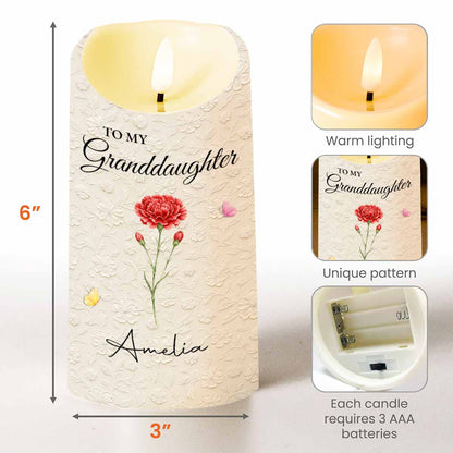 To My Granddaughter Once Upon A Time Purple Flower And Butterflies - Personalized Custom LED Candle - GDT613_LECA