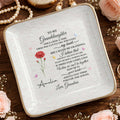 To My Granddaughter Once Upon A Time Flower Butterfly Jewelry Dish - Personalized Custom Jewelry Dish, Ceramic Dish, Square Shape - GDT613_SCRF