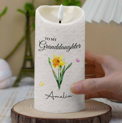 To My Granddaughter Never Forget That I Love You Flowers - Personalized Custom LED Candle - GDT614_LECA