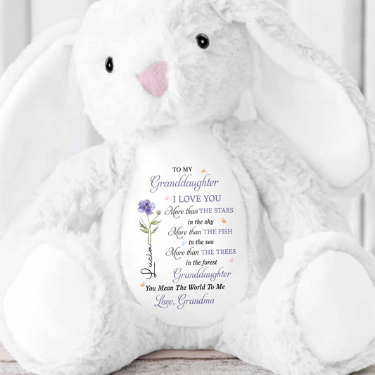 To My Granddaughter, I Love You, Flower - Personalized Stuffed Bunny - GDT616_BUN